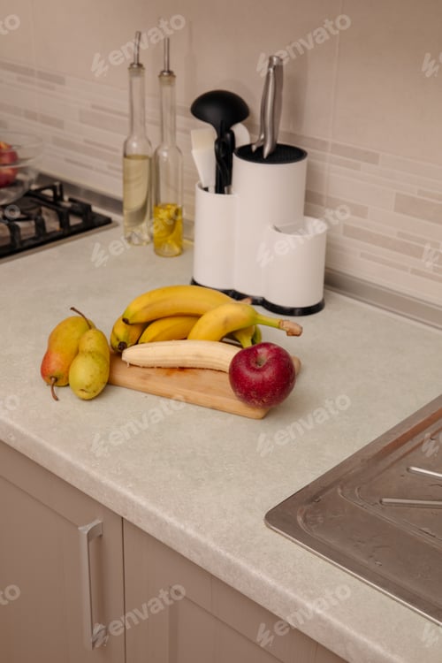 Preview: Kitchen Scene with Bananas and Mixed Fruits