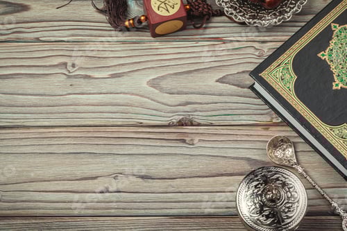Preview: Koran holy book of Muslims, public item of all muslims on the table , still life