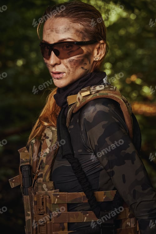 Preview: Woman is doing physical training in forest