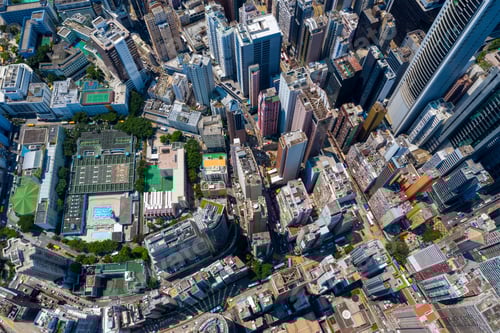 Preview: Causeway Bay, Hong Kong 11 September 2019: Top down view of Hong Kong city