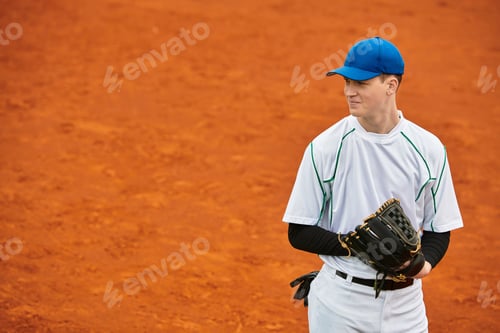 Preview: Good looking teenage boy enjoying baseball practice on a sunny field