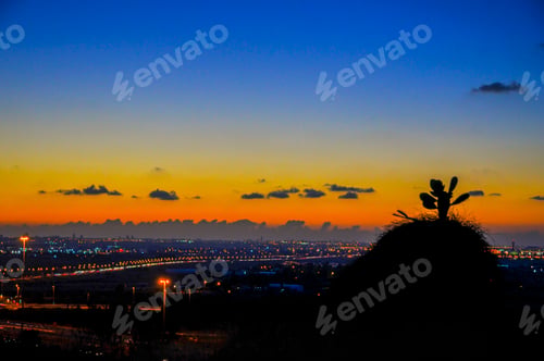 Preview: Sunset over Tel Aviv and Dan region in central Israel