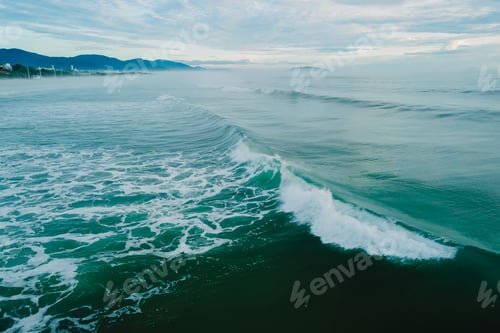 Preview: Ocean surf waves breacking in Brazil. Drone view of Campeche beach