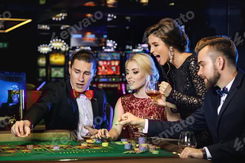 Preview: Young and rich people playing roulette in the casino