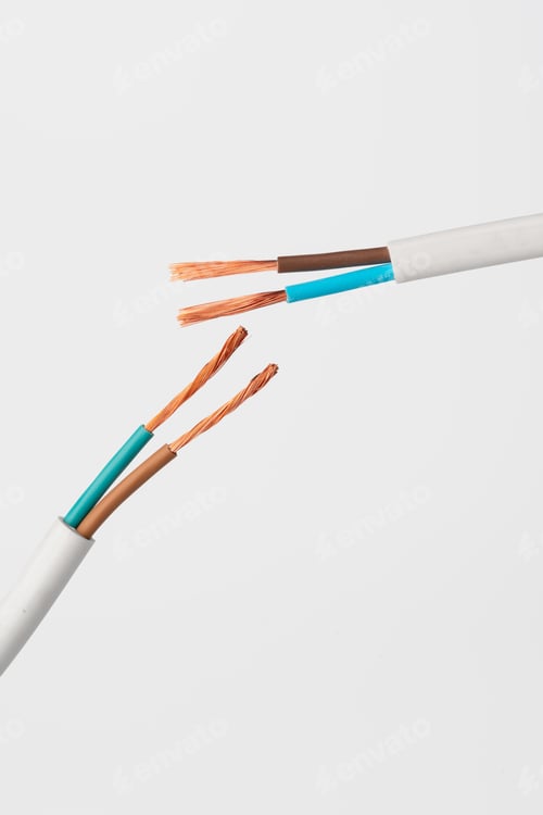 Preview: Two-Wire Electrical Cable With Exposed Copper Strands