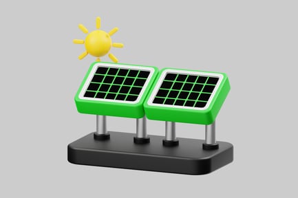 Preview: Cartoon solar panel array with sun