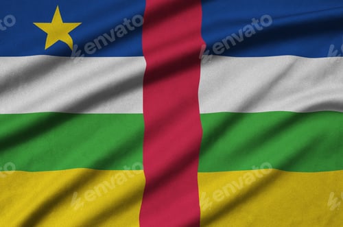 Preview: Central African Republic flag is depicted on a sports cloth fabric with many folds