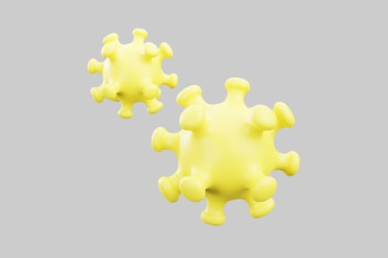 Visualização: Estrutura celular viral amarela brilhante