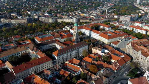 Preview: Aerial view of Budapest city skyline. Church of Mary Magdalene of Buda, Hungary