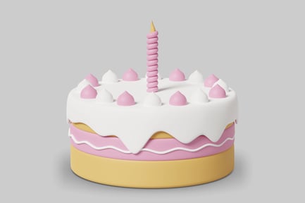 Preview: Round cake with white icing and pink and white dollops