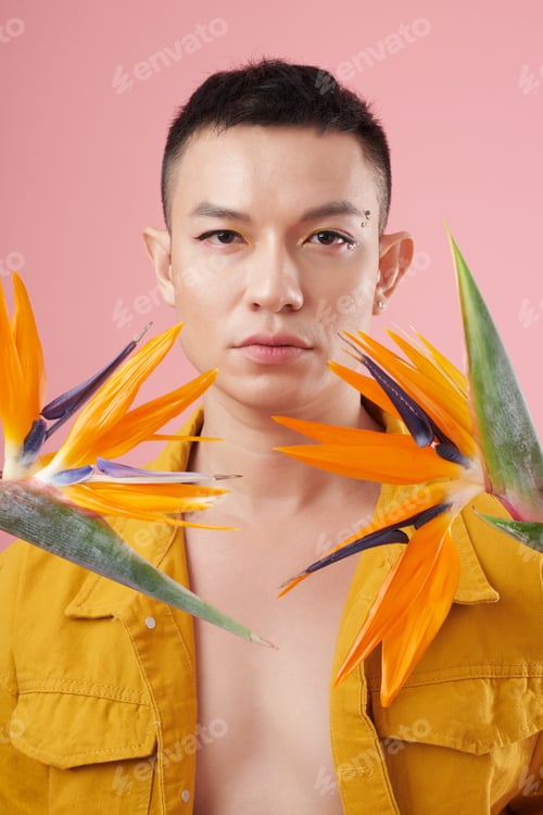 Preview: Man Among Strelitzia Flowers