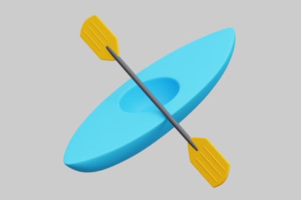 Preview: Blue Kayak And Paddle 3D