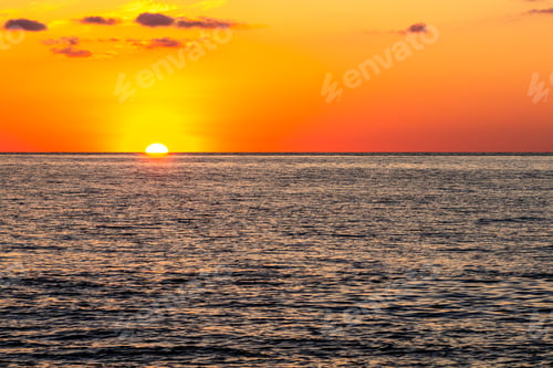 Preview: sun setting over horizon over Black Sea in Batumi
