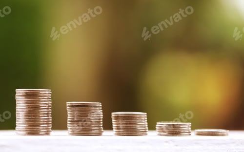 Preview: Stack of money coins blur background