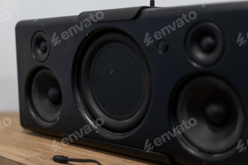 Preview: old audio speakers isolated on white background