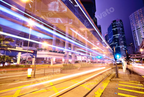 Preview: Traffic Car Light Stream At Night