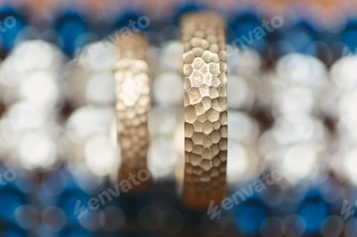 Preview: Two gold wedding rings close-up. Macro shooting