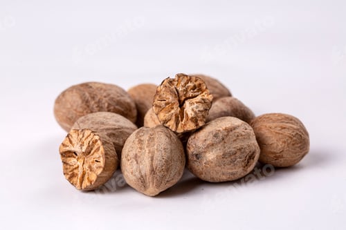 Preview: Nutmeg spice isolated on the white background