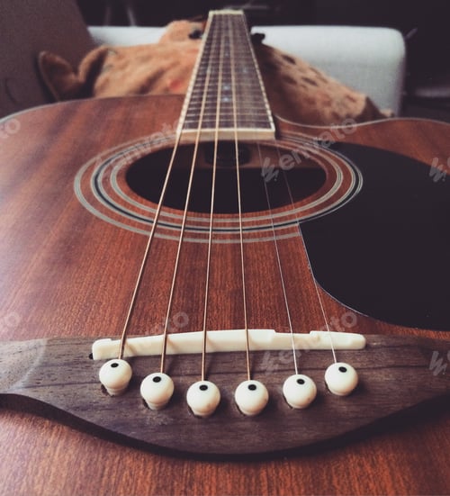 Preview: Closeup on an acoustic guitar