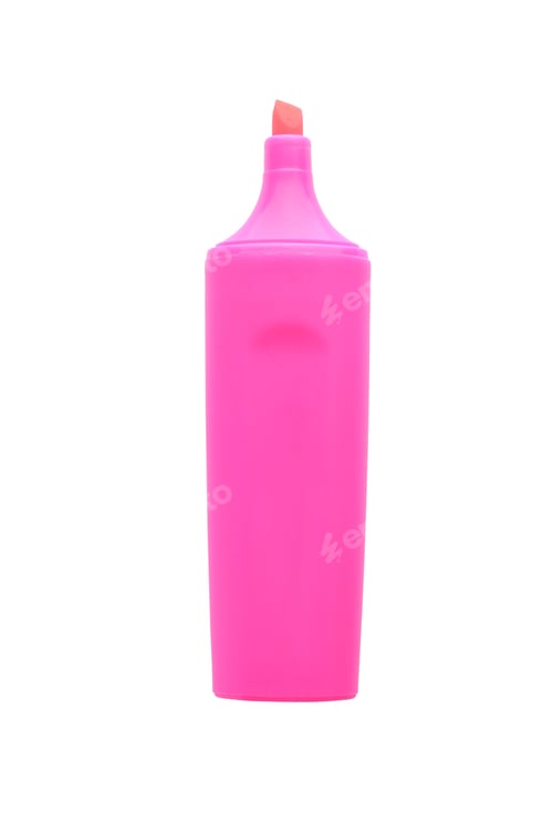 Preview: Bright color highlighter pen isolated on white, top view. School stationery