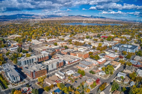 Preview: Aerial View of Loveland, Colorado with peak Autumn Colors