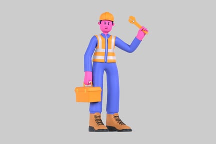 Preview: Cartoonish Repairman with Tools
