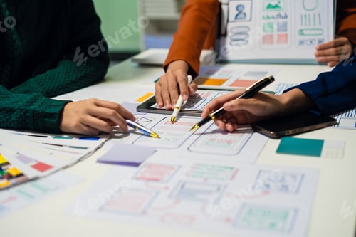 Preview: ui designer brainstorming about mobile app interface wireframe design