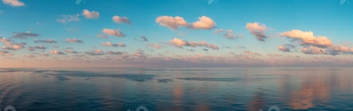 Preview: Dramatic Colorful Sunrise Sky over Mediterranean Sea. Sky with Sunrays. Cloudscape Nature Background