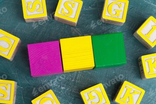 Preview: Alphabet blocks ABC on wooden table