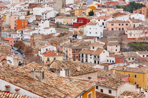 Preview: Traditional multi colored houses in Cuenca Unesco heritage old town. Spain
