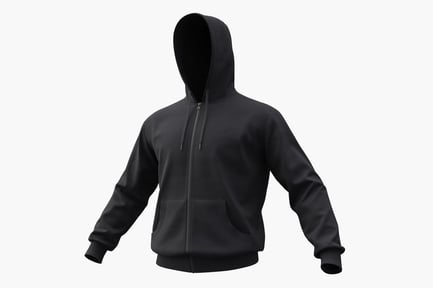 Preview: Black Zip-Up Hoodie With PBR Materials