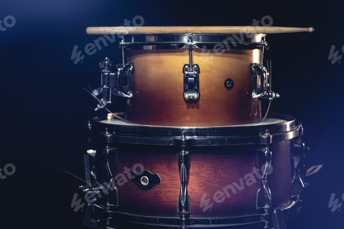 Preview: Drums on a dark background isolated, percussion instruments.