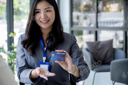 Preview: Employees present with mock up credit card payments to business customers. Ready to provide discount