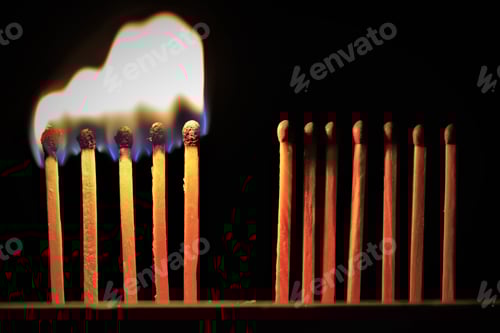 Preview: Row of matches with gap to break the chain