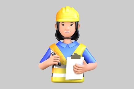 Preview: Cartoon construction worker with clipboard