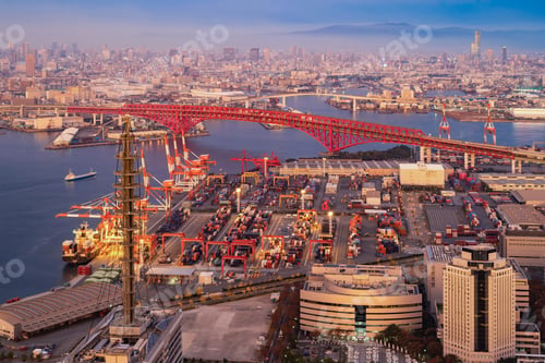 Preview: Aerial view of container cargo ship in the export and import business and logistics