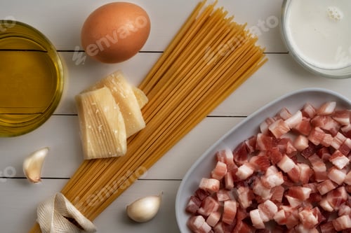 Preview: Classic Carbonara Ingredients Ready for Cooking Preparation