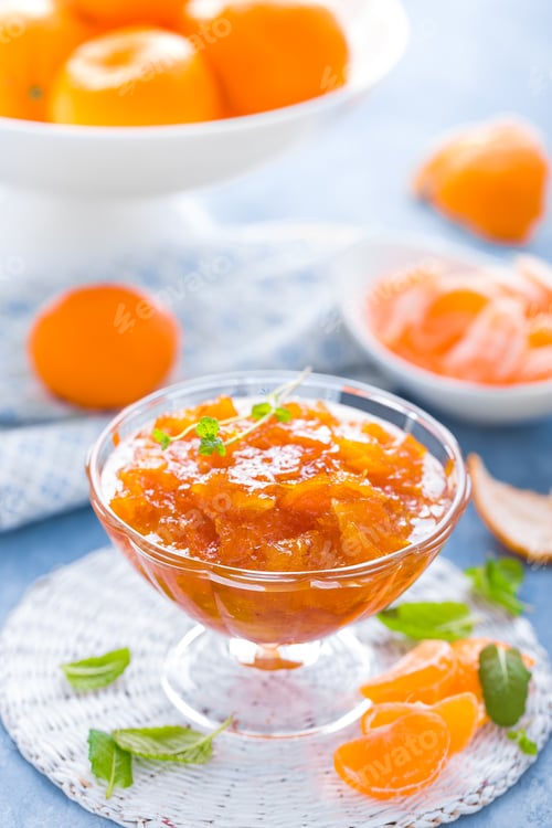 Preview: Tasty mandarin orange jam. Tangerine confiture, marmelade.