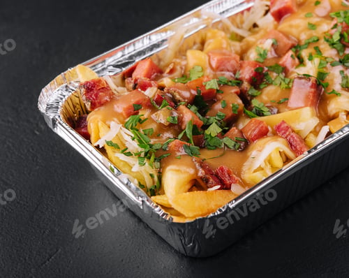 Preview: Tasty hot homemade strata with ham, onions, cheese and eggs