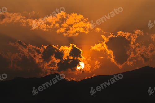 Preview: Sunset on the peak of Mountain with cloud