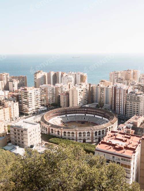 Preview: Elevated view of city, Malaga, Spain