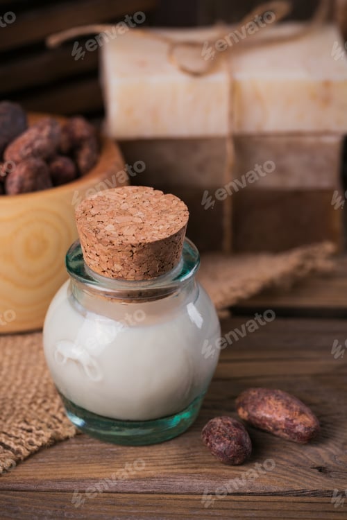Preview: Natural cosmetic oil, sea salt and natural handmade soap with cocoa beans