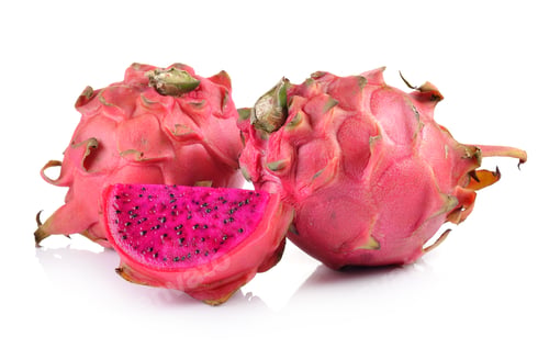 Preview: red dragon fruit on white background