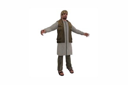 Preview: Figure with outstretched arms in layered attire