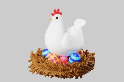 Preview: Festive Hen with Colorful Eggs