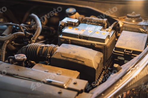 Preview: Close-up of the air filter and battery tray under the hood