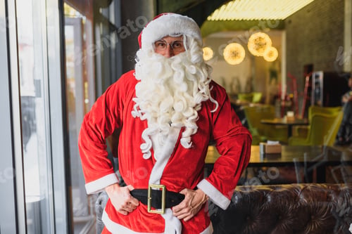 Preview: santa claus in cafe. good and nice children concept