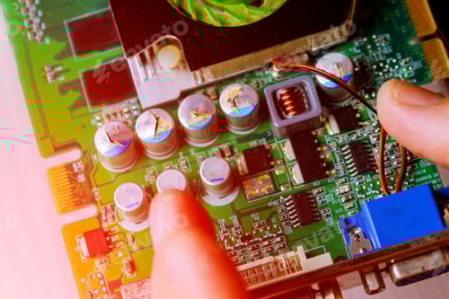 Preview: man connects the equipment for mining cryptocurrency bitcoin Bitcoin mining cryptocurrency with GPU