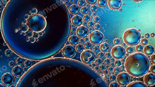 Preview: Abstract Colorful Food Oil Drops Bubbles and spheres Flowing on Water Surface