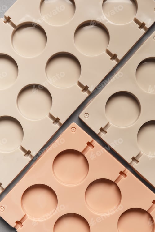 Preview: Silicone molds for making chocolates, lollipops, sweets, top view.